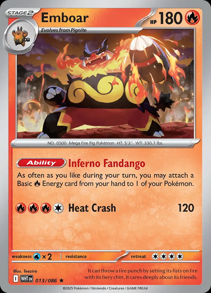White Flare Holo Emboar #13/86